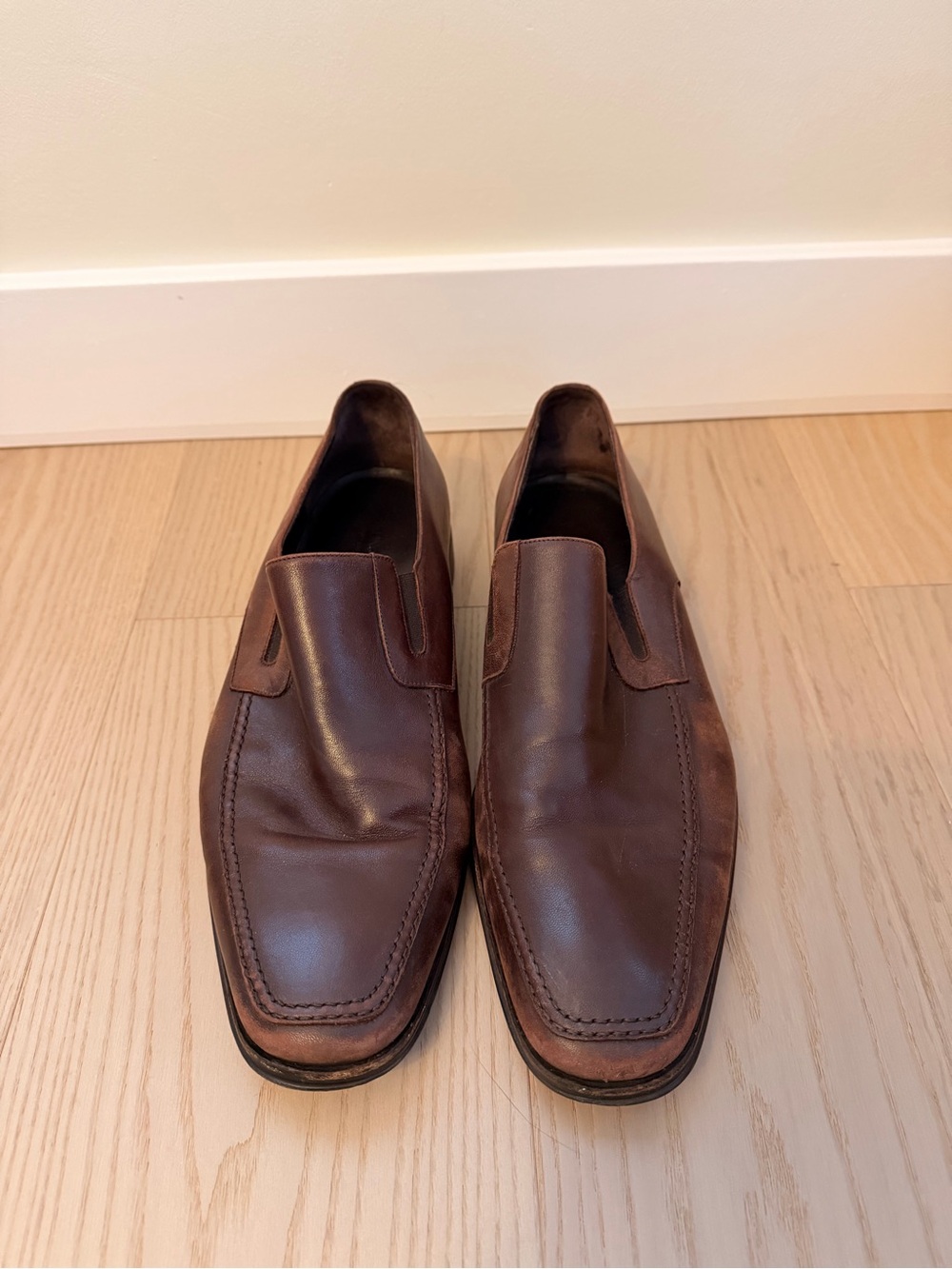 Bruno Magli Brown Leather Slip-On Loafers